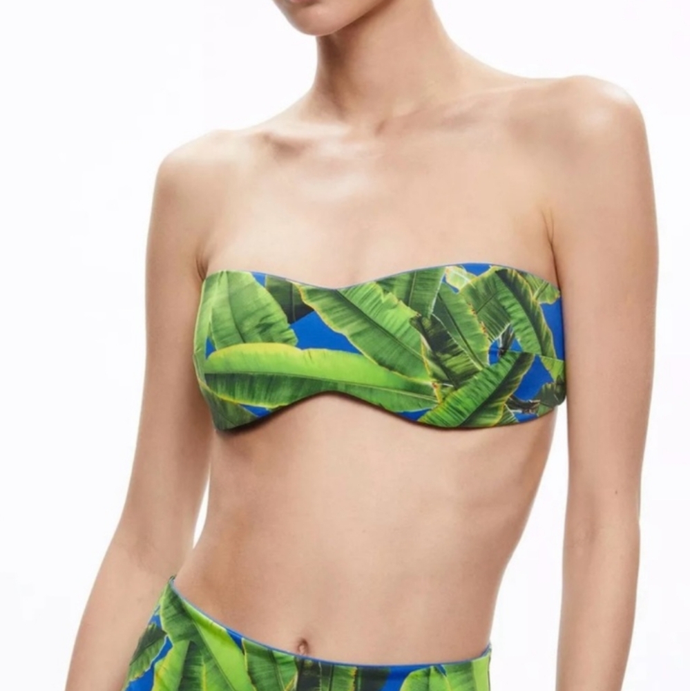 NWT Alice+Olivia Green and Blue Tropical Print Bikini
